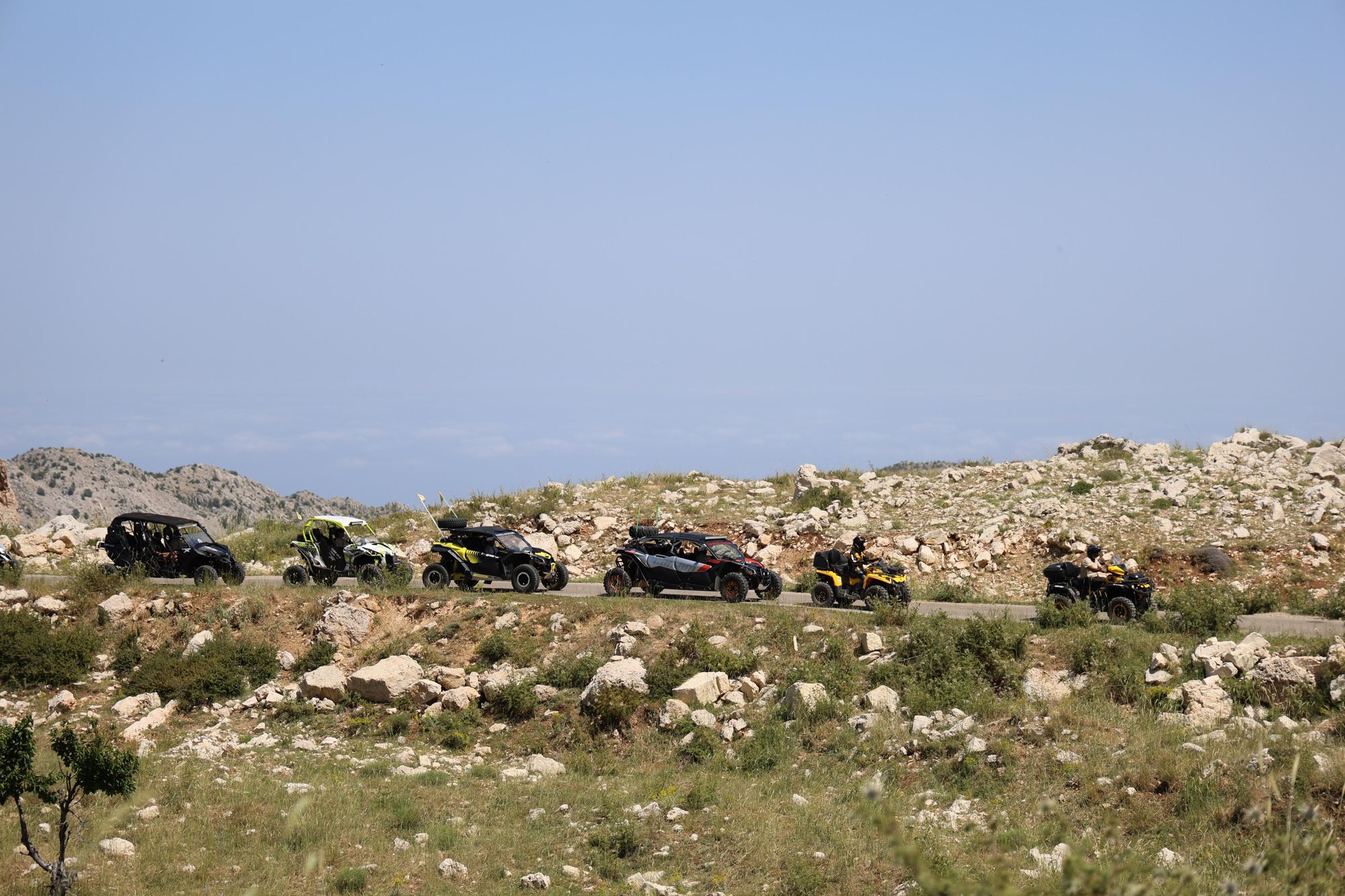 Convoy of Can-Ams crossing a high plateau